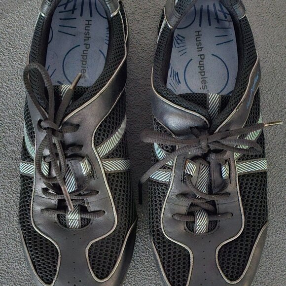 Hush Puppies US 7M Bounce Tech Black Leather Lace Up Oxford Sneaker - Picture 1 of 5